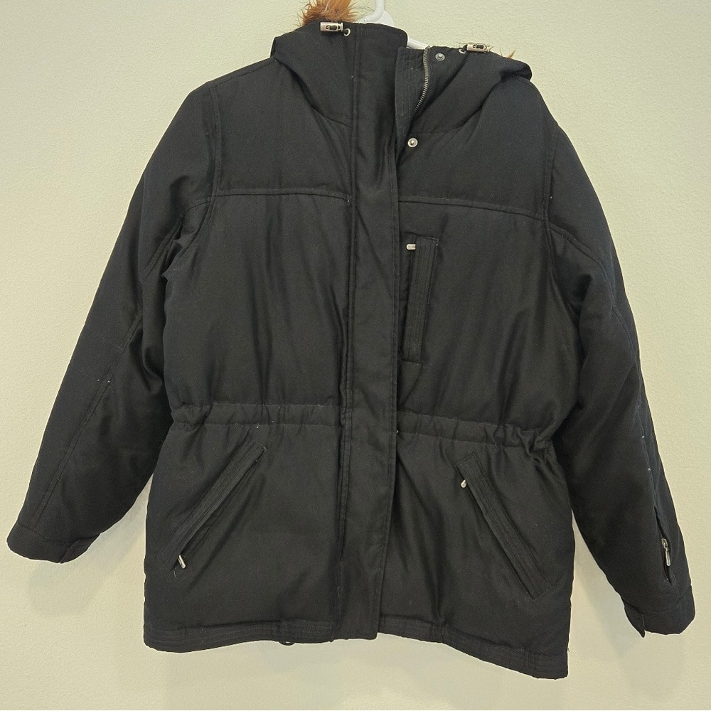 Lauren Ralph Lauren Black Puffer Parka Faux Fur Hood Winter Coat Womens Medium